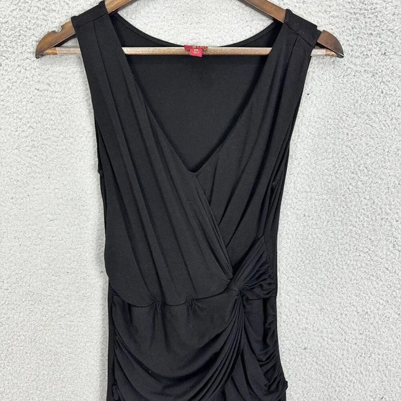 Gilli Dress womens XS black midi sleeveless gathered ruched drop waist flowy‎ - Picture 2 of 9